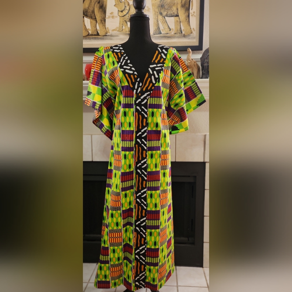 Vibrant African Print Kaftan Dress.